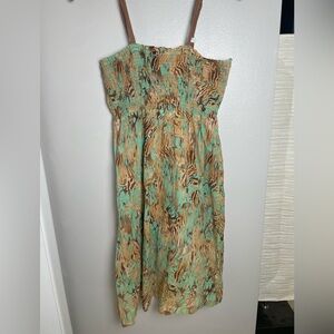 Mlle Gabrielle Earthy Tones Smocked Midi Dress